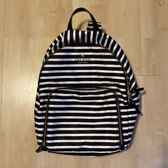 Kate Spade Black/White Striped Backpack